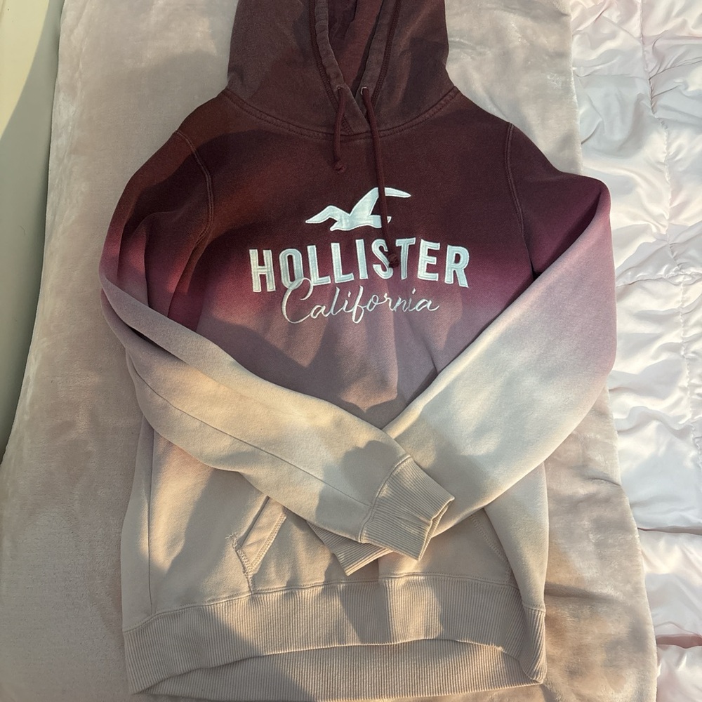 Burgundy and white ombre hoodie